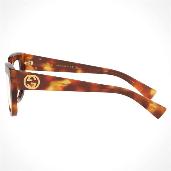 New Gucci Eyeglasses Brown Cat Eye Metal GG Logo 53-18-140mm Rx-able Womens